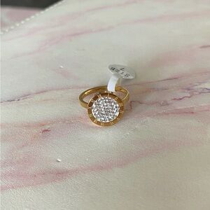 Gold diamond roman numeral ring designer copy size 7